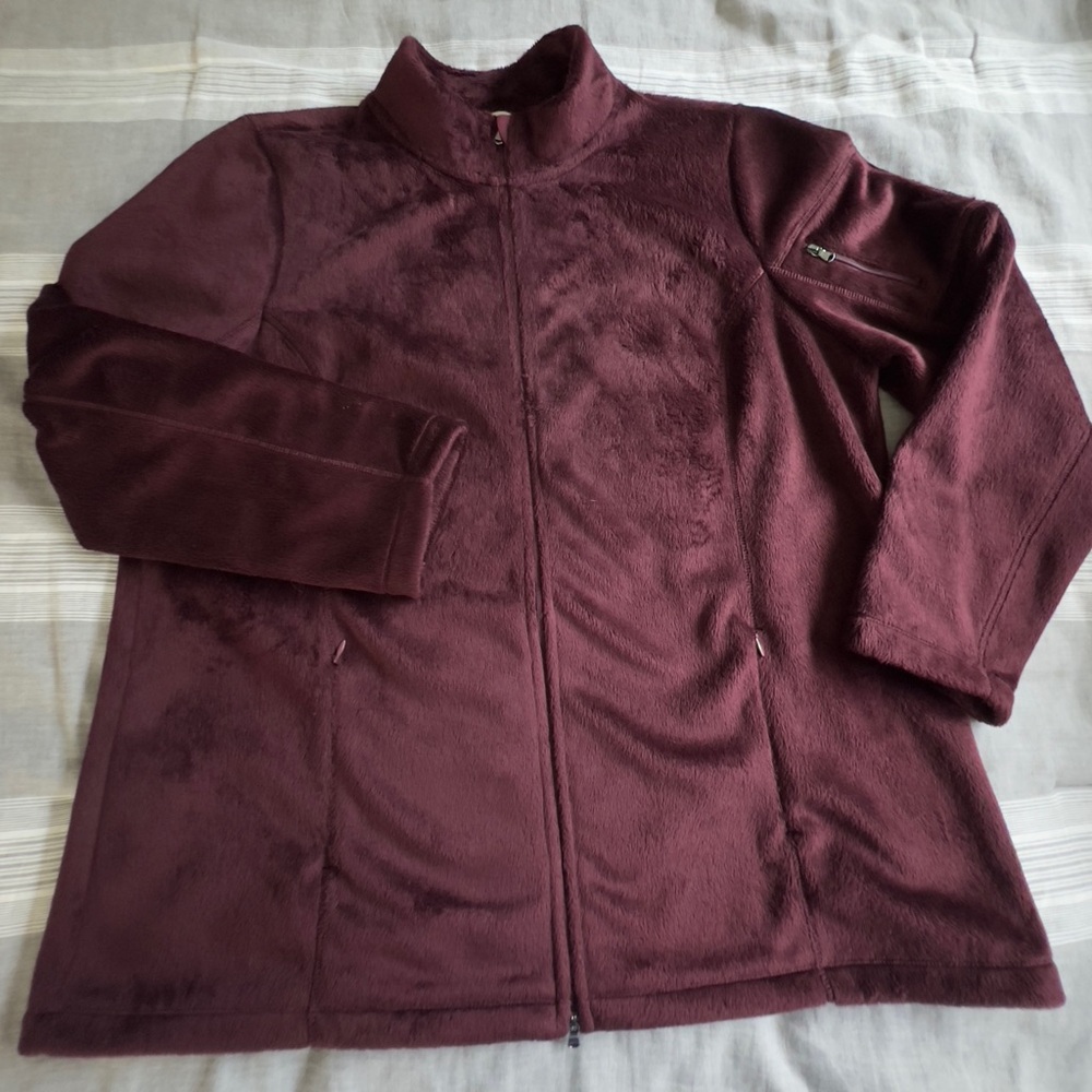 JJill Fit Full Zip Fleece Jacket Burgundy Very Soft Size XL NEVER WORN